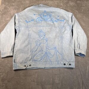 Disney Cinderella Spirit Jersey Jean Jacket Womens US XXL Blue Light Wash Denim